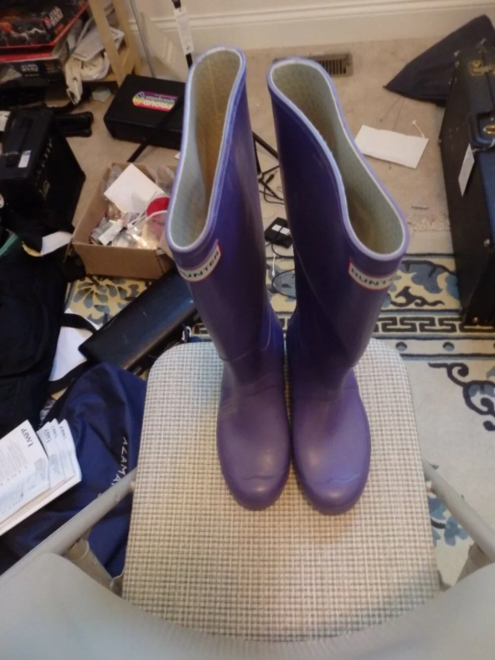 Genuine HUNTER tall PURPLE rain boots Wellies US woman 9  GUC